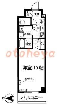 声楽防音室のある楽器可 賃貸物件 1 K 9.1万円の図面１