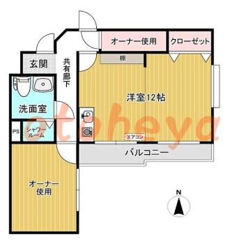防音室のある楽器可 賃貸物件 1 R 6万円の図面１