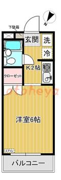 防音室のある楽器可 賃貸物件 1 K 5.3万円の図面１