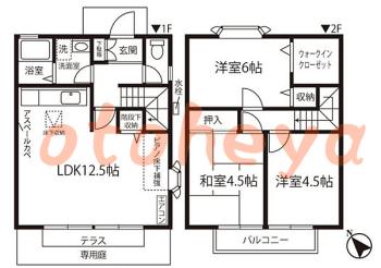 防音室のある楽器可 賃貸物件 3 LDK 14万円の図面１