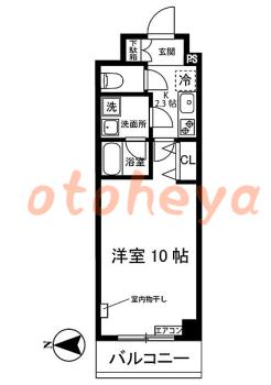 声楽楽器可の賃貸物件 1 K 9.5万円の図面１