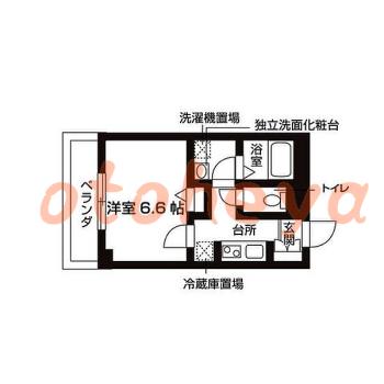 防音室のある楽器可 賃貸物件 1 K 7万円の図面１