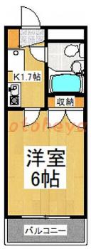 防音室のある楽器可 賃貸物件 1 K 3.8万円の図面１
