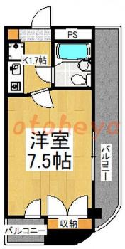 防音室のある楽器可 賃貸物件 1 K 4万円の図面１