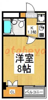 防音室のある楽器可 賃貸物件 1 K 4万円の図面１