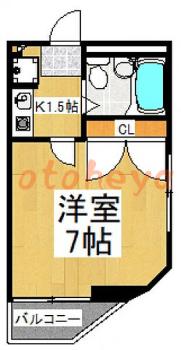 防音室のある楽器可 賃貸物件 1 K 4万円の図面１