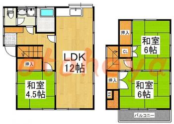 防音室のある楽器可 賃貸物件 3 LDK 9.8万円の図面１