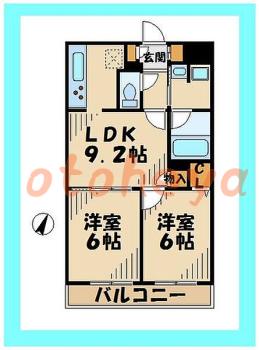 tokyo23物件 2DK 12.6万円の図面１