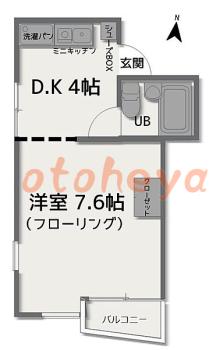 防音室のある楽器可 賃貸物件 1 R 5.8万円の図面１