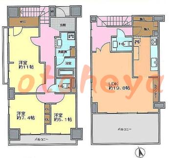 防音室のある楽器可 賃貸物件 3 LDK 29万円の図面１