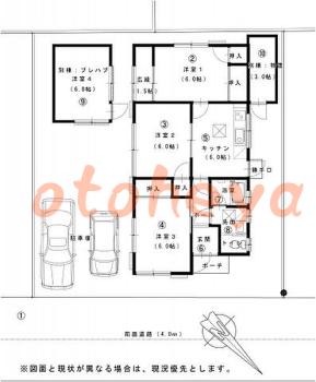 楽器可の賃貸物件 4 DK 12.8万円の図面１