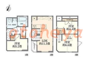 tokyu物件 3 LDK 30万円の図面１