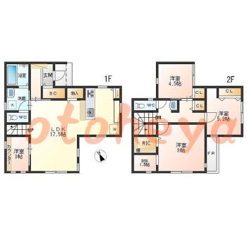 楽器可の賃貸物件 4 SLDK 28万円の図面１