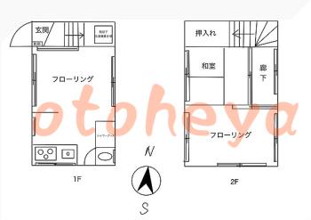 防音室のある楽器可 賃貸物件 2 LDK 11万円の図面１