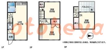 楽器可の賃貸物件 3 LDK 20万円の図面１