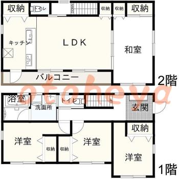 楽器可の賃貸物件 4 LDK 19.9万円の図面１