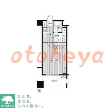 楽器可の賃貸物件 1 K 13.5万円の図面１