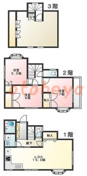 楽器可の賃貸物件 4 LDK 16万円の図面１