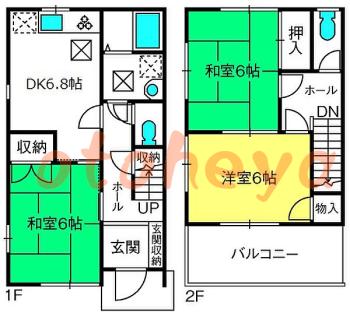 防音室のある楽器可 賃貸物件 3 DK 9万円の図面１