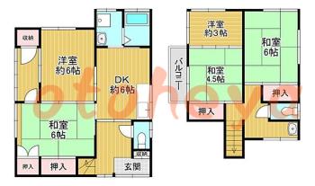 楽器可の賃貸物件 5 DK 9万円の図面１