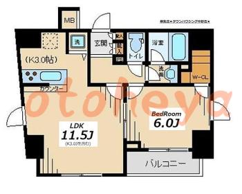 楽器可の賃貸物件 1 LDK 17.1万円の図面１