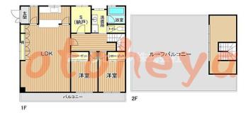 防音室のある楽器可 賃貸物件 2 SLDK 24万円の図面１