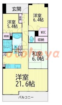 防音室のある楽器可 賃貸物件 3 LDK 27.8万円の図面１