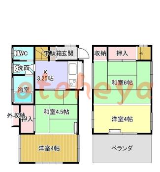 防音室のある楽器可 賃貸物件 2 DK 5.9万円の図面１