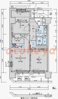 防音室のある楽器可 賃貸物件 2 LDK 20万円の図面１