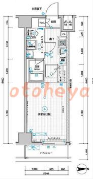 楽器可の賃貸物件 1 K 8.2万円の図面１