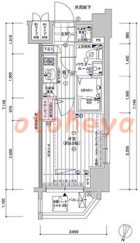 楽器可の賃貸物件 1 K 8.2万円の図面１