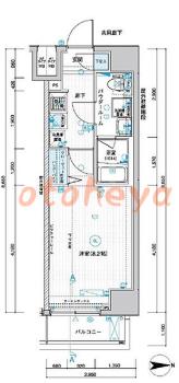 楽器可の賃貸物件 1 K 8.5万円の図面１