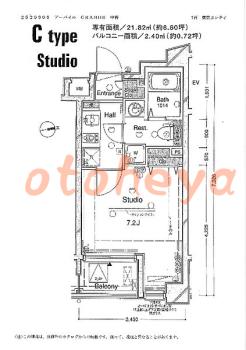 楽器可の賃貸物件 1 K 9万円の図面１