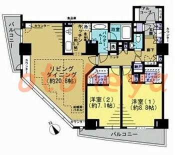 防音室のある楽器可 賃貸物件 2 R 45万円の図面１