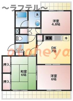 防音室のある楽器可 賃貸物件 3 DK 10.1万円の図面１