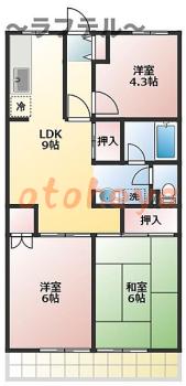 楽器可の賃貸物件 3 LDK 8万円の図面１