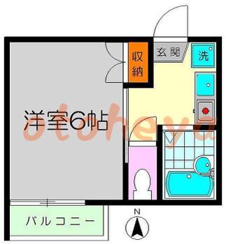 防音室のある楽器可 賃貸物件 1 K 6.5万円の図面１