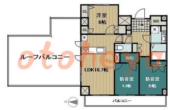 楽器可の賃貸物件 3 LDK 22.5万円の図面１