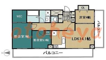 防音室のある楽器可 賃貸物件 3 LDK 23万円の図面１