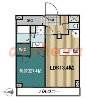 楽器可の賃貸物件 1 LDK 14.8万円の図面１