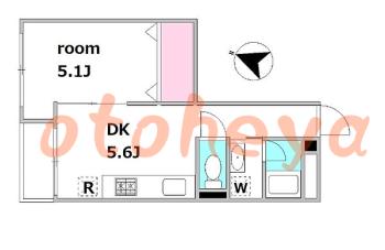 防音室のある楽器可 賃貸物件 1 DK 9.5万円の図面１