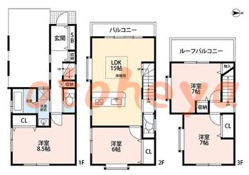 楽器可の賃貸物件 4 LDK 24.8万円の図面１