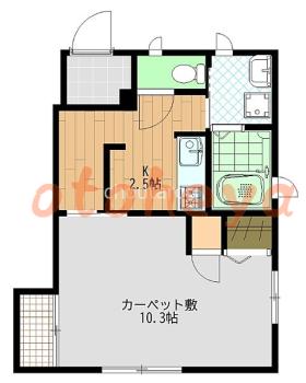 防音室のある楽器可 賃貸物件 1 K 6.5万円の図面１