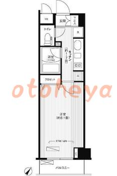防音室のある楽器可 賃貸物件 1 K 10.7万円の図面１