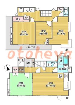 防音室のある楽器可 賃貸物件 4 LDK 12.9万円の図面１