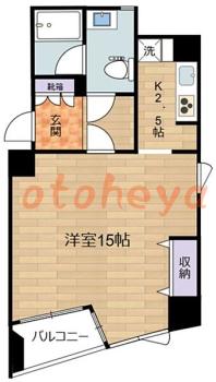 グランドピアノ可の賃貸物件 1 K 14.5万円の図面１