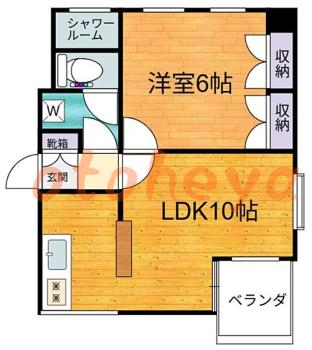 楽器可の賃貸物件 1 LDK 10.35万円の図面１