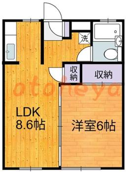 楽器可の賃貸物件 1 LDK 9.7万円の図面１