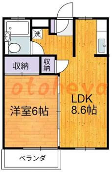 楽器可の賃貸物件 1 LDK 9.7万円の図面１