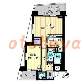 楽器可の賃貸物件 1 LDK 15万円の図面１